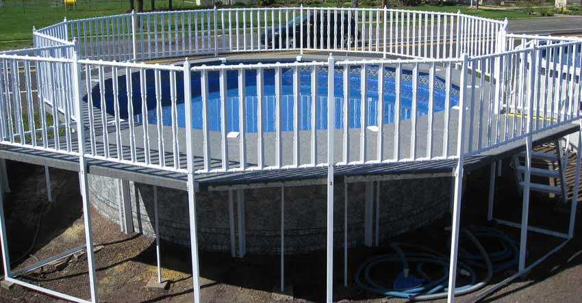 Regency Pool By Buster Crabbe Aquasports Pools, with Full Deck and Walk Around Deck